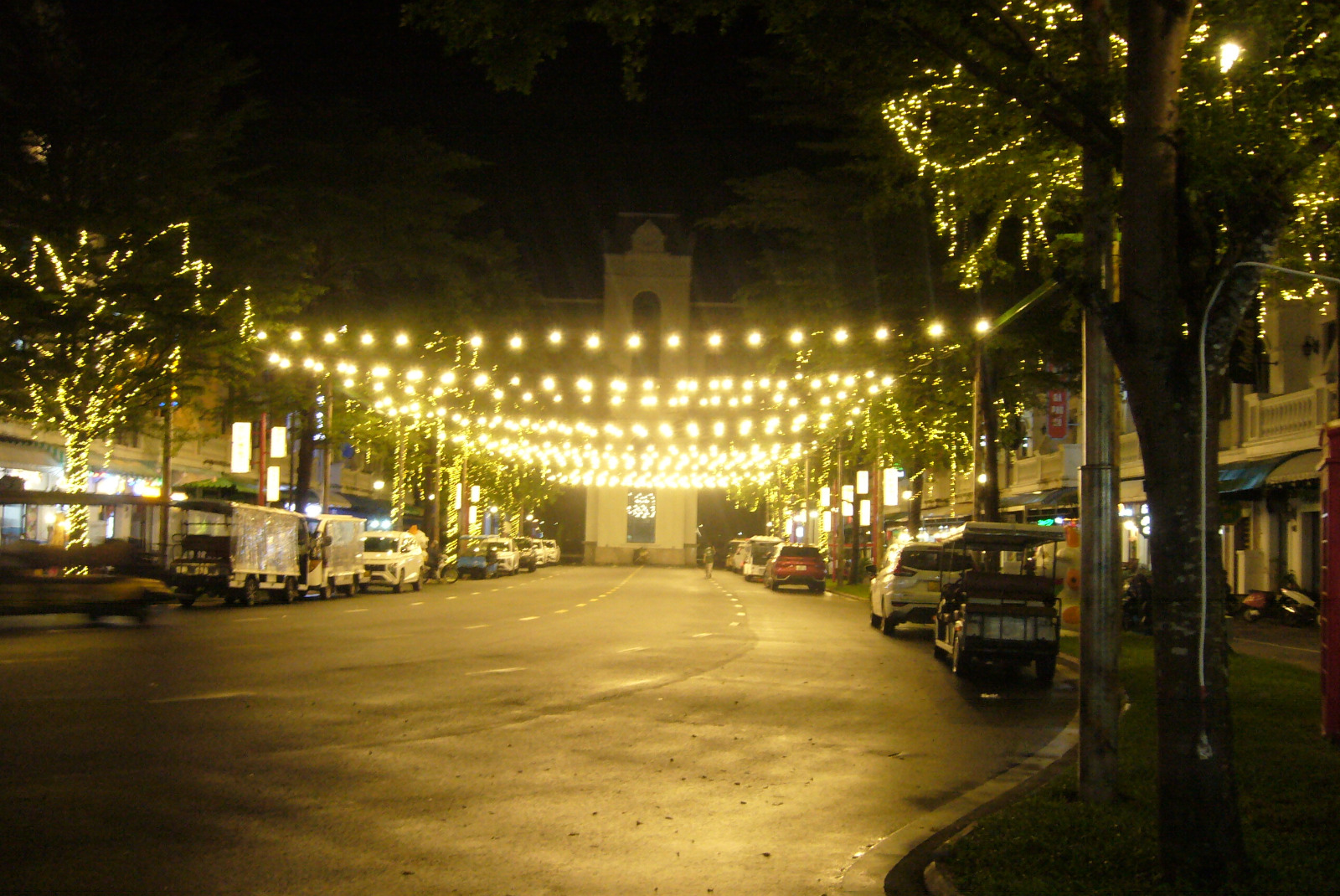 Phu Quoc after dark, lit up while sightseeing.